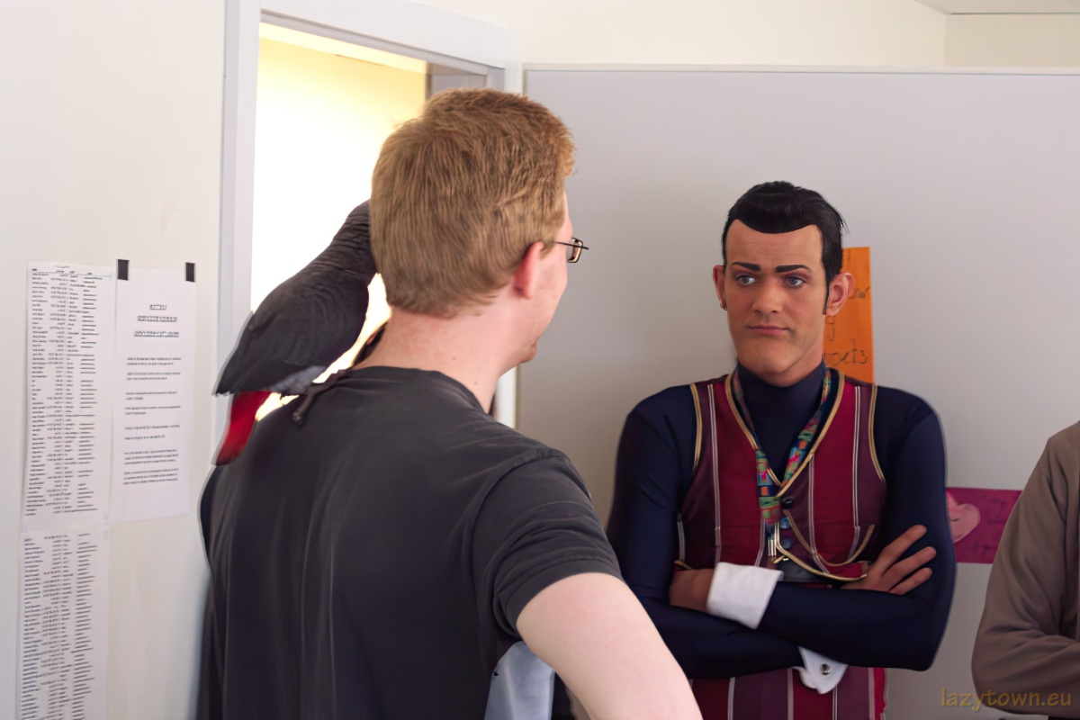 African Grey parrot visiting LazyTown